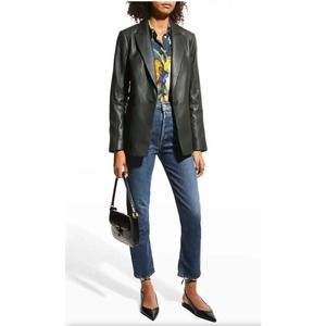 Kobi Halperin Anessa Lamb Leather Jacket Pine Green Size Medium Women’s